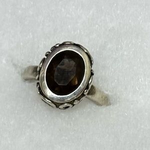 Silpada Smoky Topaz Scroll 925 Sterling Silver Ring Retired. SZ 6.5
